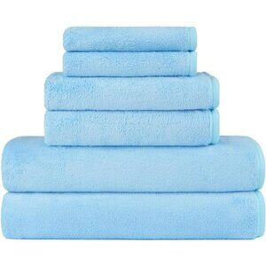 6 piece microfiber towel set bath towels hand towels wash cloths quick dry